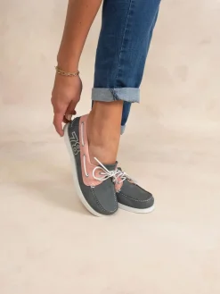 Chaussures bateau femme saphir et rose PHINN