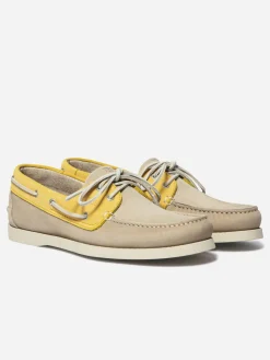 Chaussures bateau homme beige et mimosa PHENIS