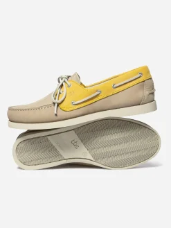 Chaussures bateau homme beige et mimosa PHENIS
