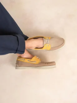 Chaussures bateau homme beige et mimosa PHENIS