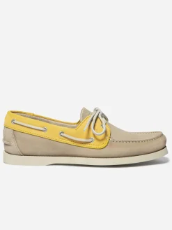 Chaussures bateau homme beige et mimosa PHENIS