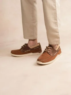 Chaussures bateau homme camel et cognac MATBOAT