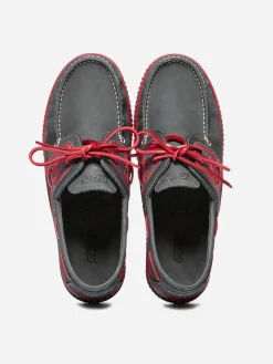 Chaussures Bateau Homme Cuir Marine et Rouge GLOBEK
