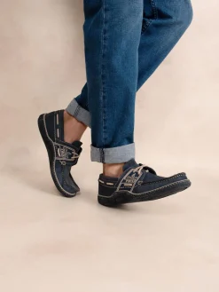 Chaussures Bateau Homme Cuir Marine et Beige GLOBEK