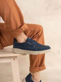 Chaussures Bateau Homme Cuir Nubuck Semelle TechniGrip® Marine JAZZSEA