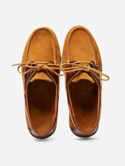 Chaussures Bateau Homme Cuir Velours Orange et Acajou PHENIS