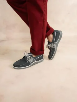 Chaussures Bateau Homme Cuir Nubuck Gris