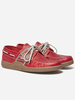 Chaussures Bateau Homme Cuir rouge GLOBEK