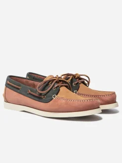 Chaussures Bateau Homme Cuir Nubuck Marron et Marine