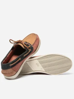 Chaussures Bateau Homme Cuir Nubuck Marron et Marine