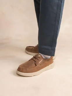 Chaussures Bateau Homme Cuir Nubuck Semelle TechniGrip® Marron JAZZSEA