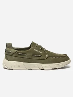 Chaussures Bateau Homme Cuir Nubuck Semelle TechniGrip Vert JAZZSEA