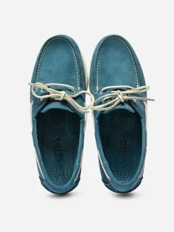 Chaussures Bateau Homme Cuir Nubuck Bleu et blanc PHENIS