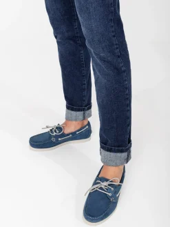 Chaussures Bateau Homme Cuir Nubuck Bleu et blanc PHENIS