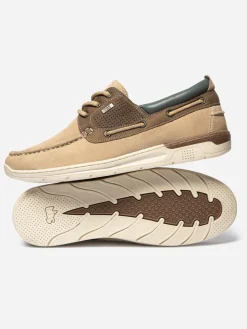 Chaussures bateau homme sable et cognac MATBOAT