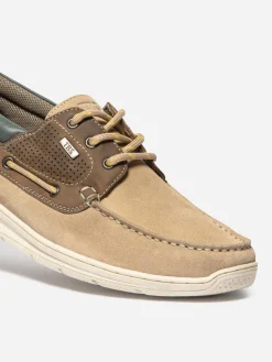 Chaussures bateau homme sable et cognac MATBOAT