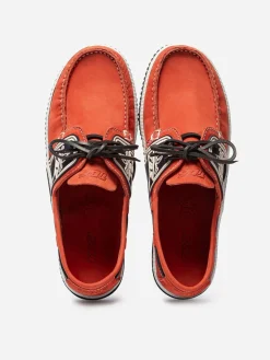 Chaussures Bateau Homme Semelle Grip Cuir Orange