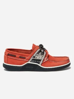Chaussures Bateau Homme Semelle Grip Cuir Orange