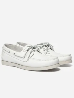 Chaussures Bateau Homme Semelle Grip Cuir Blanc