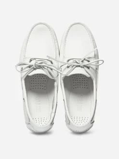 Chaussures Bateau Homme Semelle Grip Cuir Blanc