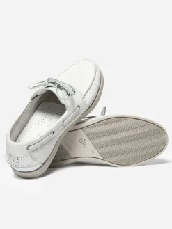 Chaussures Bateau Homme Semelle Grip Cuir Blanc