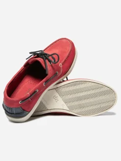 Chaussures Bateau Homme Semelle Grip Cuir Rouge