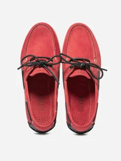 Chaussures Bateau Homme Semelle Grip Cuir Rouge
