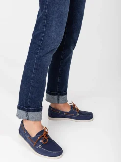 Chaussures Bateau Homme Semelle Grip Cuir Nubuck Bleu