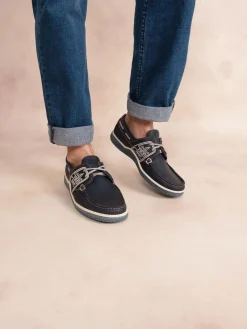 Chaussures Bateau Homme Semelle Grip Cuir Bleu