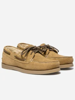 Chaussures Bateaux Femme Cuir Cognac et Creme PHERINA