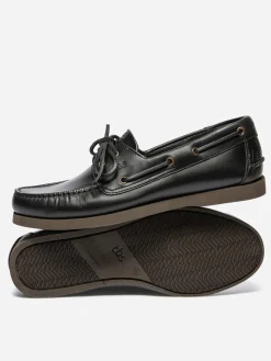 Chaussures Bateaux Homme Cuir Noir et Brun PHENIS