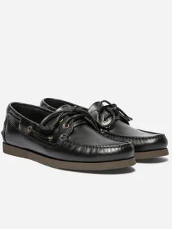 Chaussures Bateaux Homme Cuir Noir et Brun PHENIS