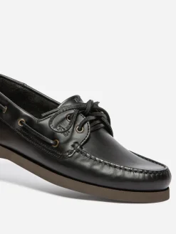 Chaussures Bateaux Homme Cuir Noir et Brun PHENIS