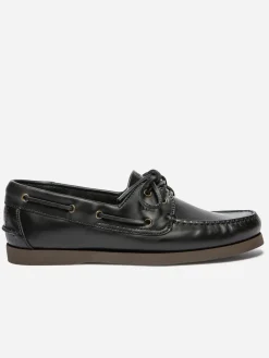 Chaussures Bateaux Homme Cuir Noir et Brun PHENIS