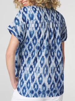 Chemise Femme Col Tailleur Imprimés Bleus ETEILCHA