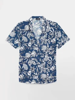 Chemise Femme Col Tailleur Imprimés Exclusifs TBS Marine JANIECHA