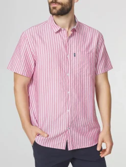 Chemise Homme Coupe Confort Rayures Rouge et Blanc YOHANCHA