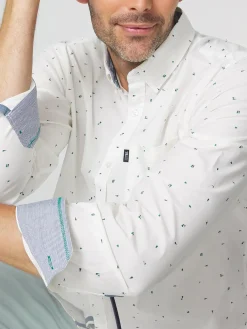 Chemise Homme Coupe Regular Motif Fantaisie Blanc TARICCHE