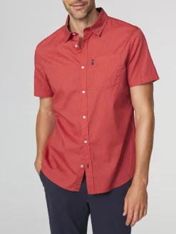 Chemise Homme Coupe Regular Popeline Rouge HELYOCHA