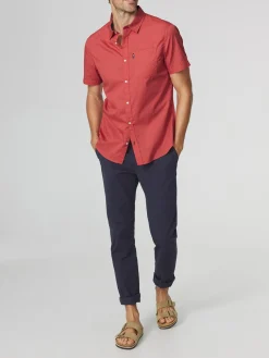 Chemise Homme Coupe Regular Popeline Rouge HELYOCHA