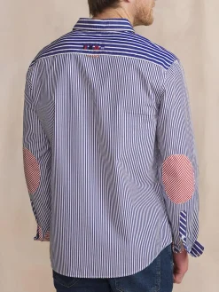 Chemise Homme Coupe Regular Rayures Bleu et Rouge ZAYNECHE