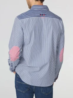 Chemise Homme Coupe Regular Rayures Bleu et Rouge ZAYNECHE