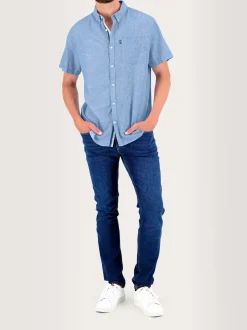 Chemise Homme Manches Courtes Coton Bleu