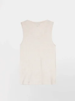 Débardeur Femme Col V Coton Bio Beige ADINADEB