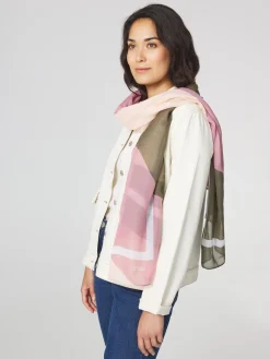 Foulard Femme Léger Rectangulaire Toucher Doux Rose et Vert LOUNAFOU
