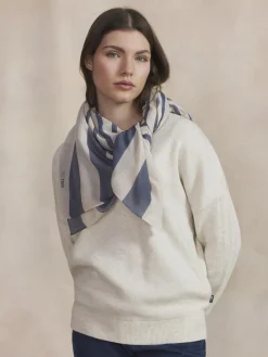 Foulard Femme Textile Off White et Azur LOUNAFOU
