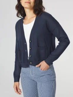 Gilet Femme Col V Boutonné Marine ADDENGIL