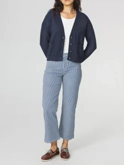 Gilet Femme Col V Boutonné Marine ADDENGIL