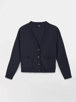 Gilet Femme Col V Boutonné Marine ADDENGIL