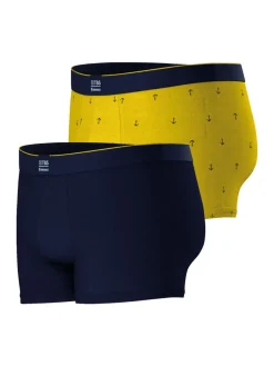 Lot de 2 Boxers pour Homme Coton Elasthanne Marine et Jaune NAUTIQUE